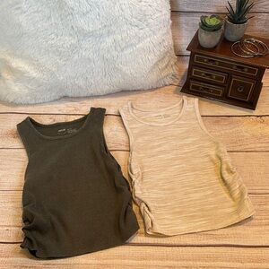 Aerie Ribbed Tank Tops in Olive and Beige